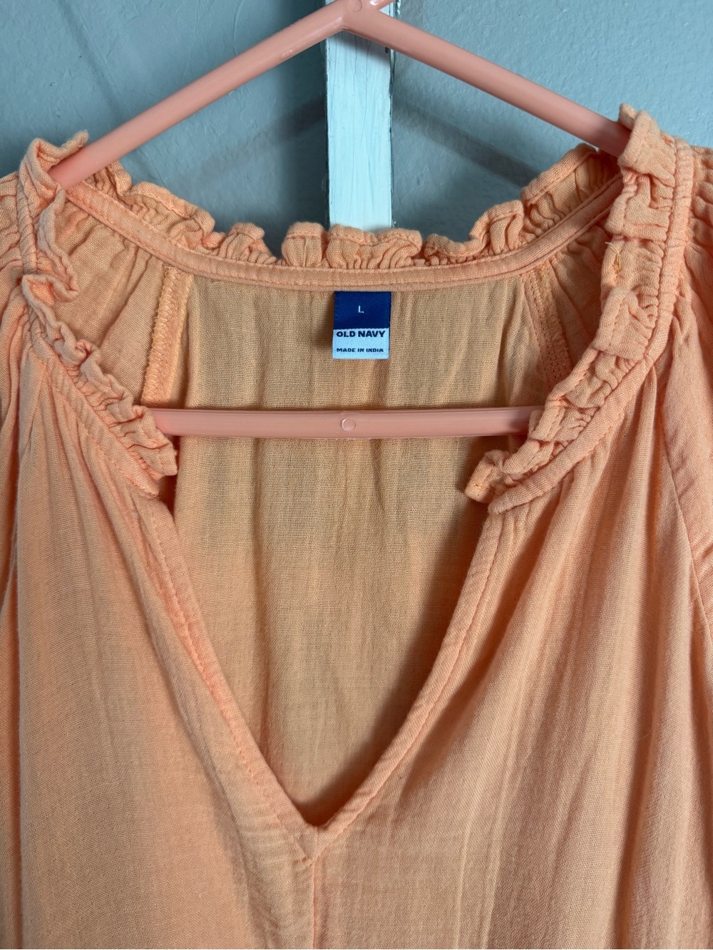 Lightweight Peach V-Neck Cotton Tunic Dress from Old Navy - Picture 2 of 7